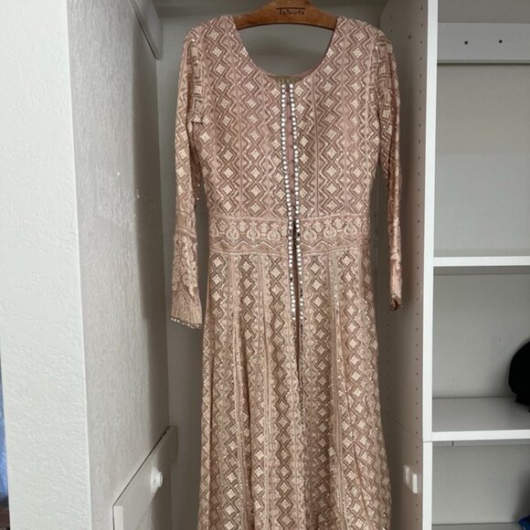 Mauve And Grape Purple Palazzo Suit With Front Slit Anarkali - Picture 3 of 8